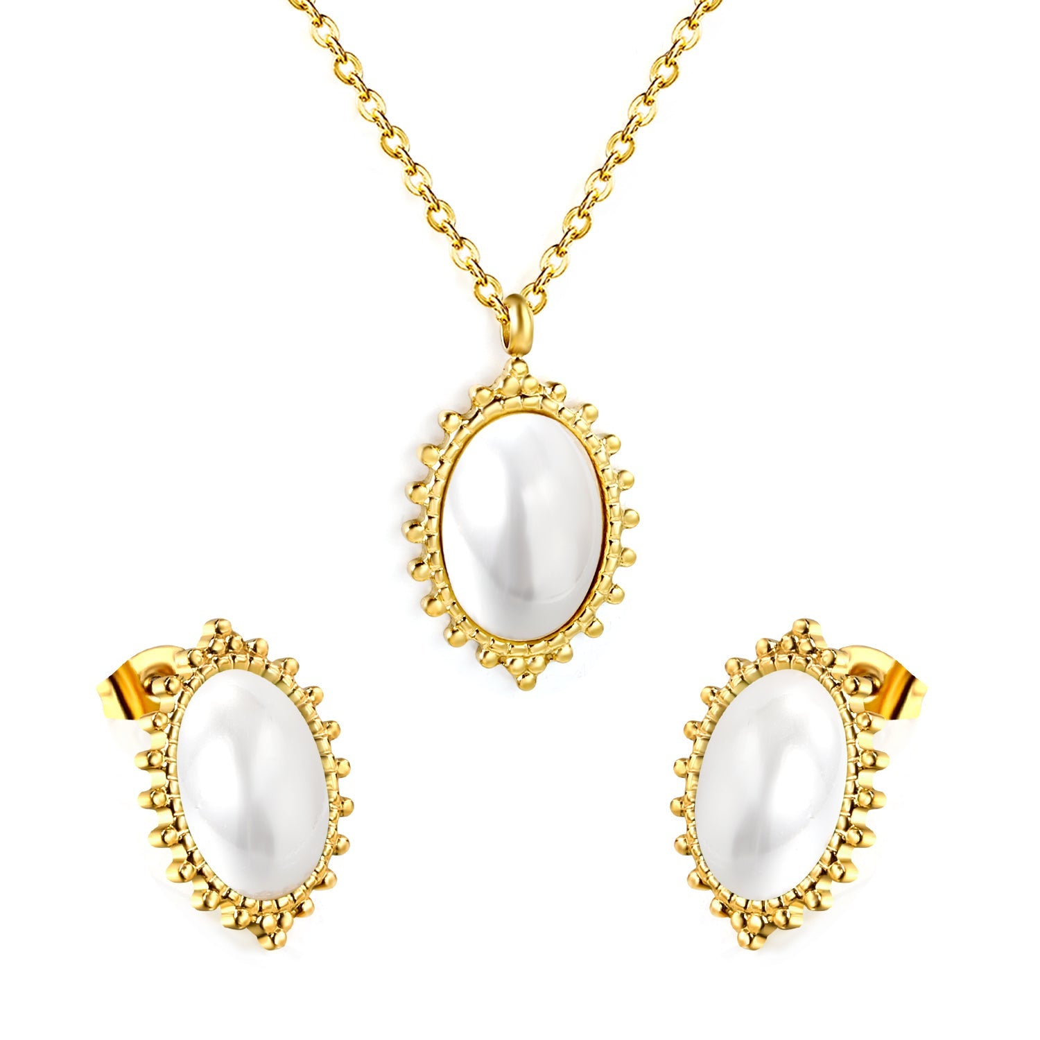 14.8*21mm loose beads edge oval with white pearl set asonjewelry