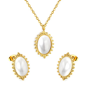 14.8*21mm loose beads edge oval with white pearl set