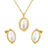 14.8*21mm loose beads edge oval with white pearl set