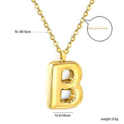 A~Z Bubble Letter Pendant Necklace 45+5cm asonjewelry