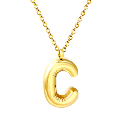 A~Z Bubble Letter Pendant Necklace 45+5cm asonjewelry