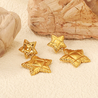 14mm Textured Small Star + 21.3mm Textured Large Star Stud Earrings asonjewelry