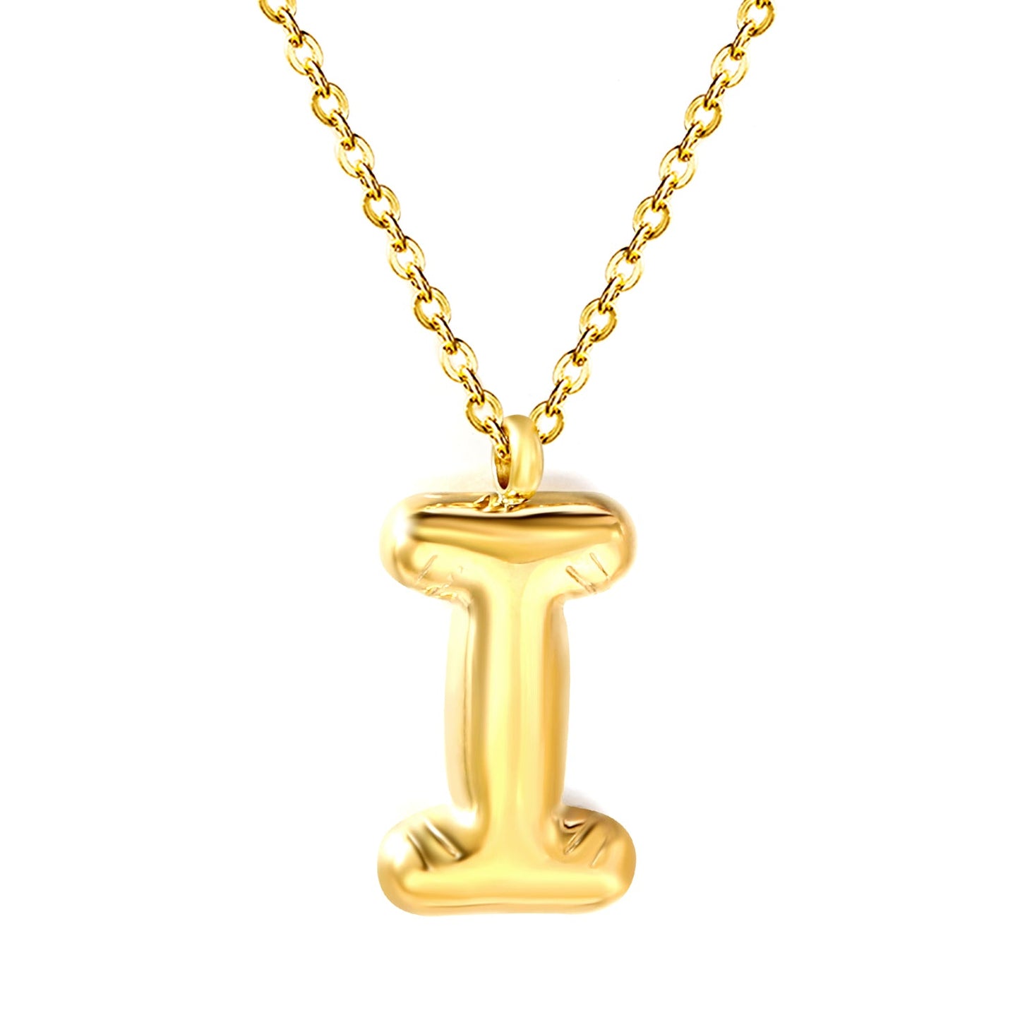 A~Z Bubble Letter Pendant Necklace 45+5cm asonjewelry