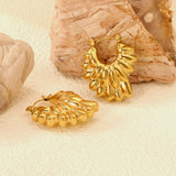 Hollow shaped double-layer petal gold-colored ear clips 26.3*27.4mm