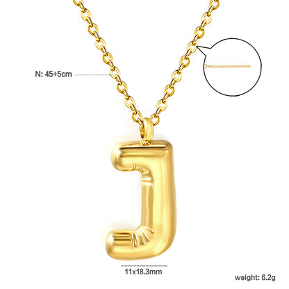 A~Z Bubble Letter Pendant Necklace 45+5cm asonjewelry
