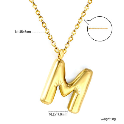 A~Z Bubble Letter Pendant Necklace 45+5cm asonjewelry