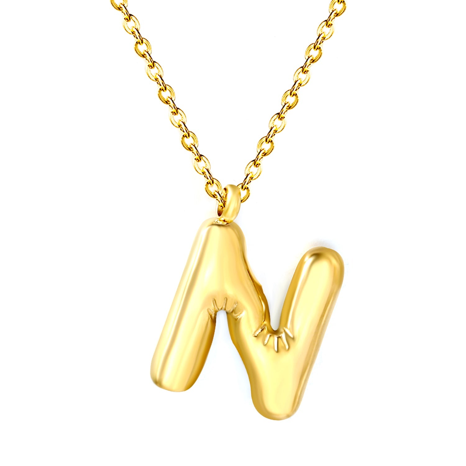A~Z Bubble Letter Pendant Necklace 45+5cm asonjewelry