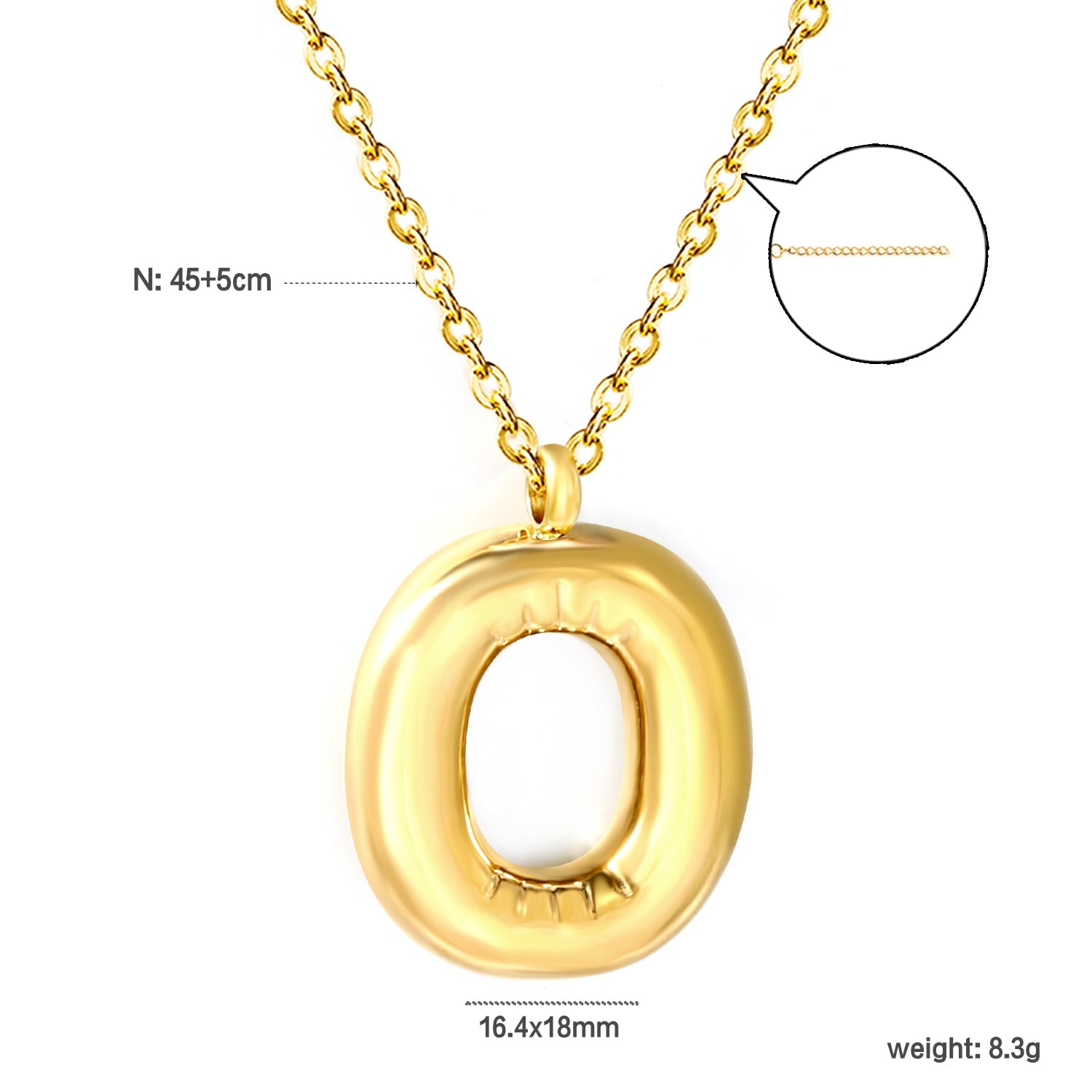 A~Z Bubble Letter Pendant Necklace 45+5cm asonjewelry
