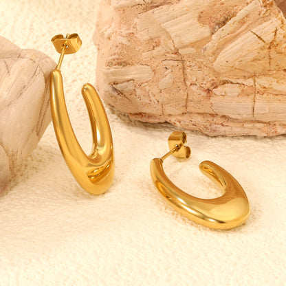 Hollow fat long U-shaped earloop 17*30mm gold color asonjewelry