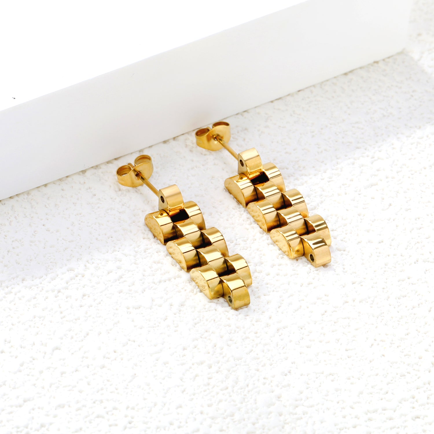 8*26.3mm 4-section bracelet stud earrings gold color asonjewelry