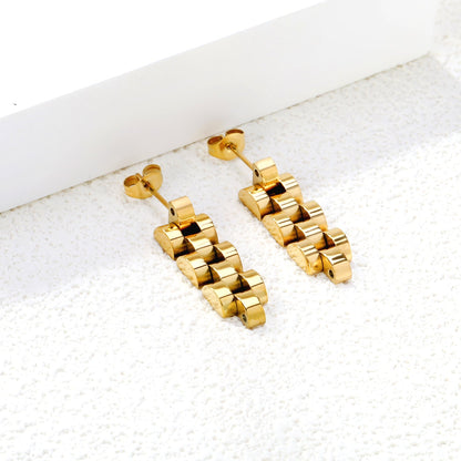 8*26.3mm 4-section bracelet stud earrings gold color asonjewelry