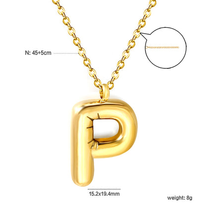 A~Z Bubble Letter Pendant Necklace 45+5cm asonjewelry