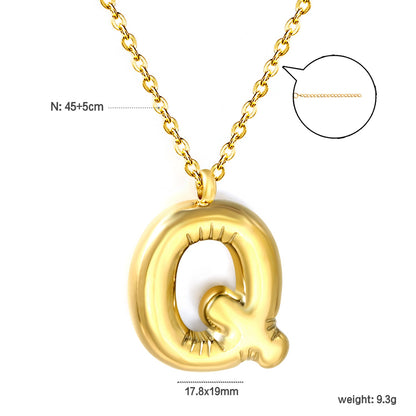 A~Z Bubble Letter Pendant Necklace 45+5cm asonjewelry