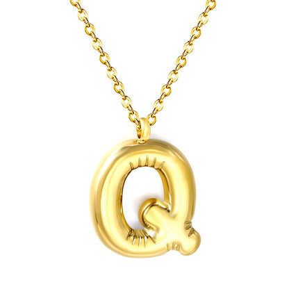 A~Z Bubble Letter Pendant Necklace 45+5cm asonjewelry