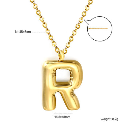 A~Z Bubble Letter Pendant Necklace 45+5cm asonjewelry
