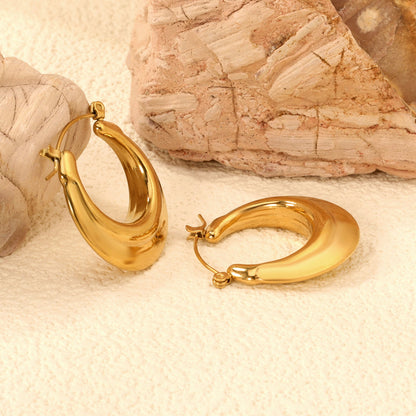 Hollow Open Circular Convex Earrings 28mm Gold Color asonjewelry