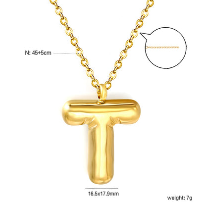 A~Z Bubble Letter Pendant Necklace 45+5cm asonjewelry