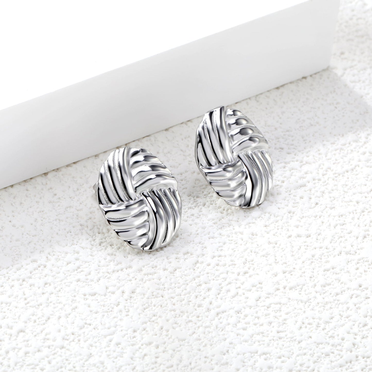 16*19.5mm Oval with Braided Earrings Steel Color asonjewelry