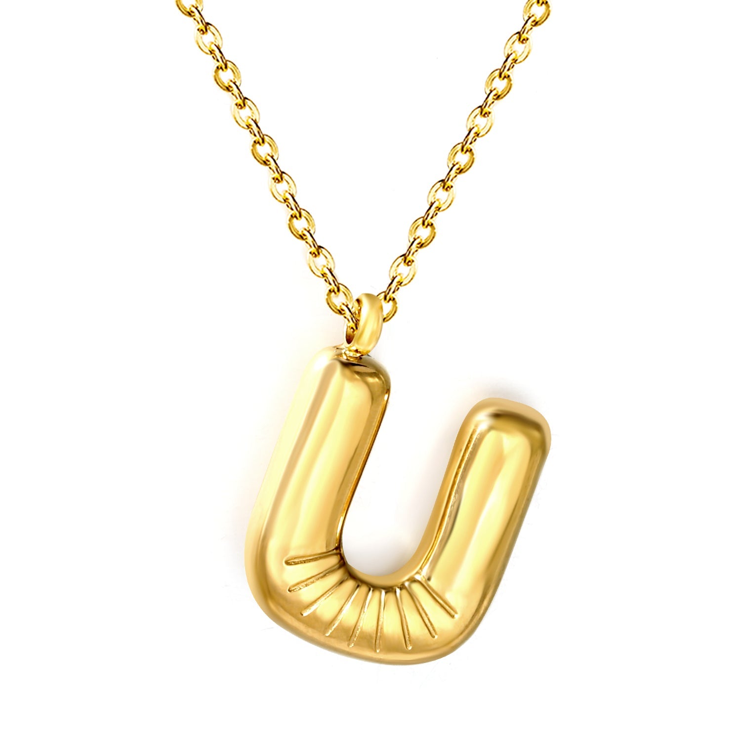 A~Z Bubble Letter Pendant Necklace 45+5cm asonjewelry