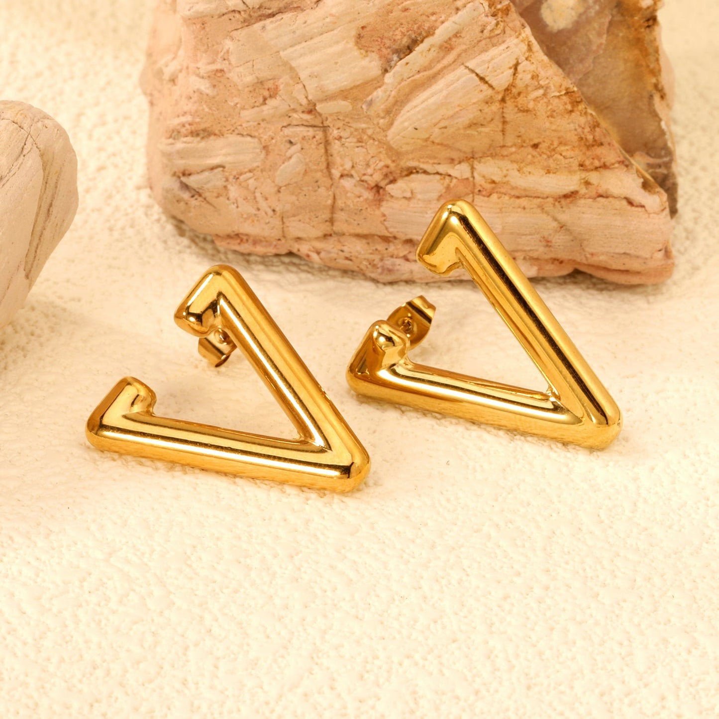 Hollow V-shaped earrings 25*28.5mm gold color asonjewelry