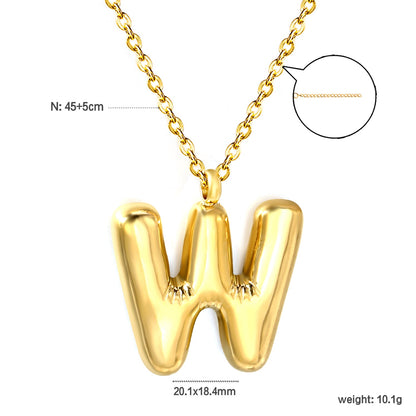 A~Z Bubble Letter Pendant Necklace 45+5cm asonjewelry