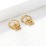 12.2x12.4mm five-pointed star white diamond earrings, gold