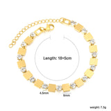 (Same as LPB22401G) Square Diamond-Set Claw Chain Bracelet, Gold - Asonjewelry