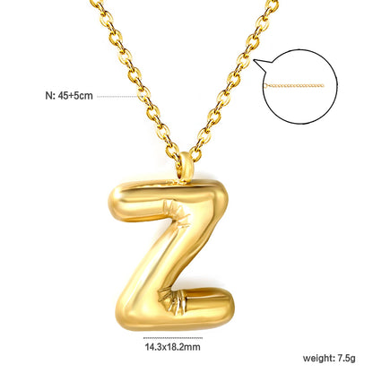 A~Z Bubble Letter Pendant Necklace 45+5cm asonjewelry
