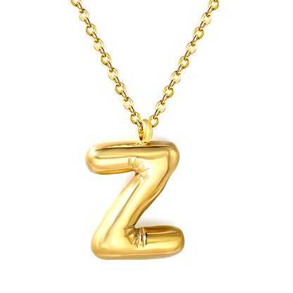 A~Z Bubble Letter Pendant Necklace 45+5cm asonjewelry