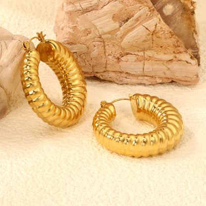 Hollow open round elephant trunk earrings 35mm gold color asonjewelry