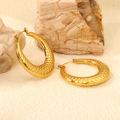 Hollow open round snake earrings 40mm gold color asonjewelry