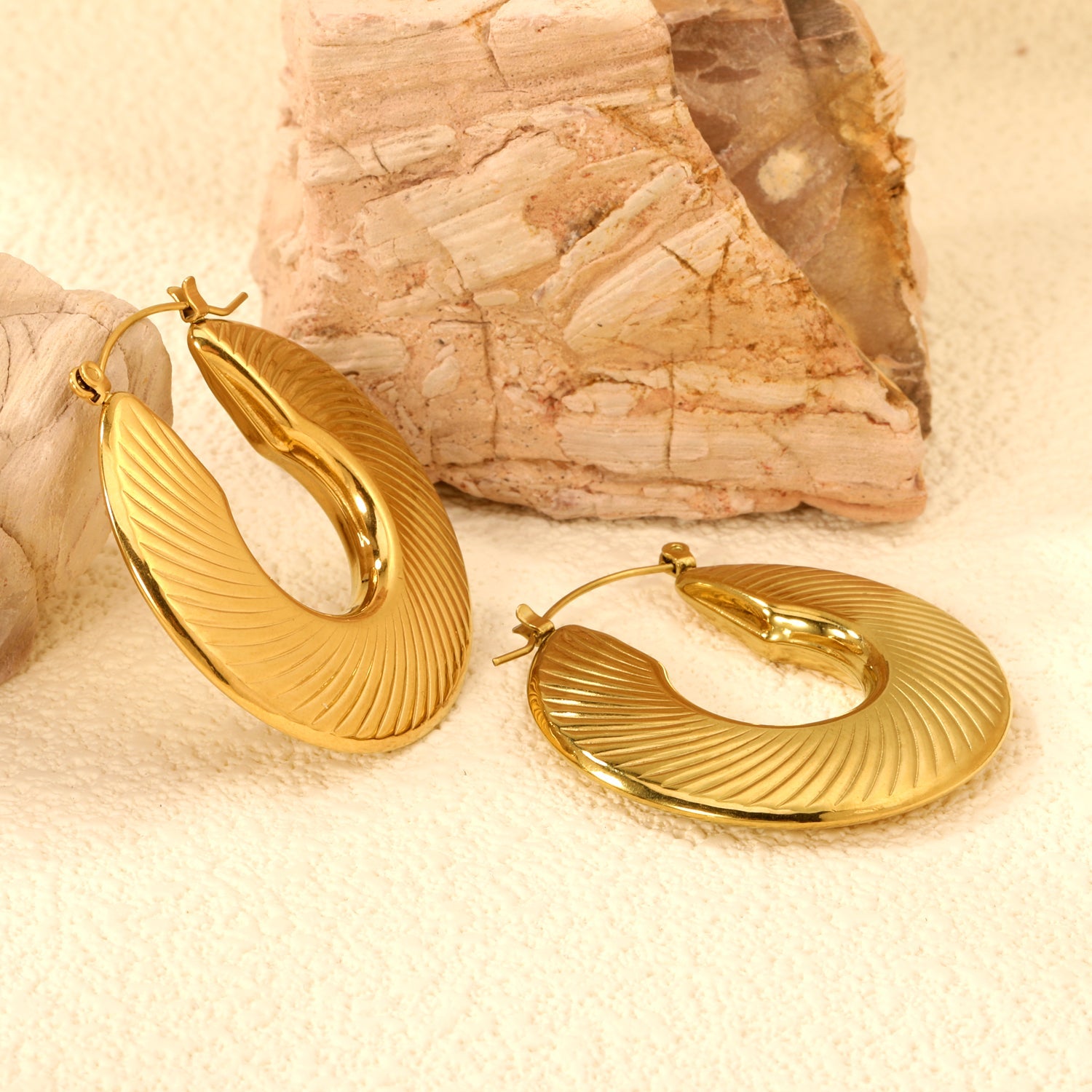 Hollow open round threaded earloop*40.2mm Gold color asonjewelry