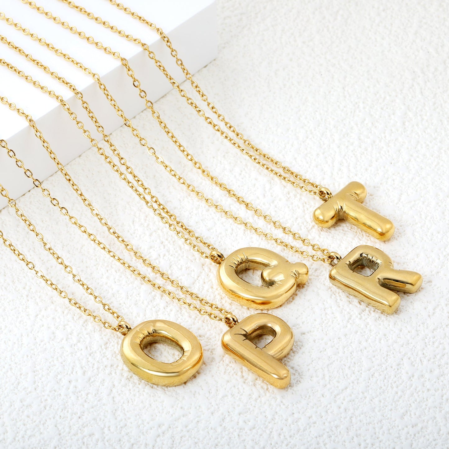 A~Z Bubble Letter Pendant Necklace 45+5cm asonjewelry