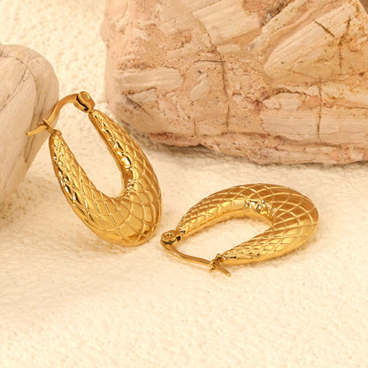 20.2*22mm U-shaped texture earrings gold color asonjewelry