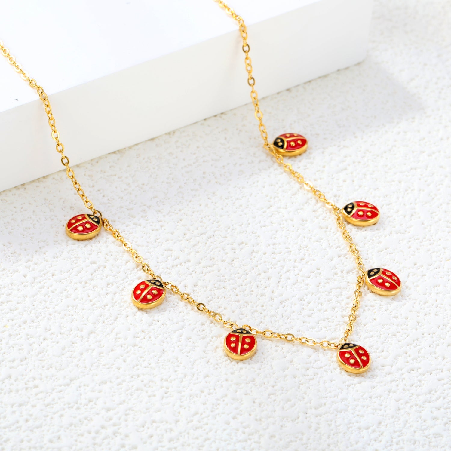 6*7.2mm Beetle Drip Oil Accessories 0.35 Cross Chain*40+5+6mm Round Plaque Necklace Golden asonjewelry