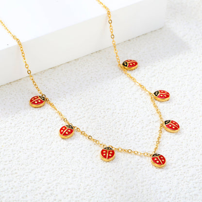 6*7.2mm Beetle Drip Oil Accessories 0.35 Cross Chain*40+5+6mm Round Plaque Necklace Golden asonjewelry