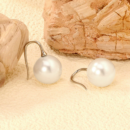 White Pearl Golden Earrings 14mm asonjewelry