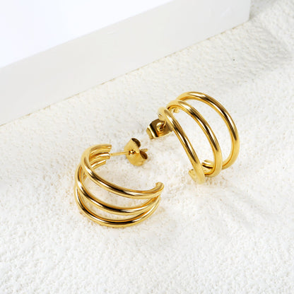 3-Layer C-ring Earrings 2.0*20mm asonjewelry