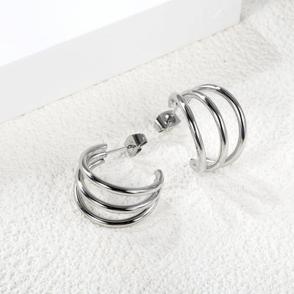 3-Layer C-ring Earrings 2.0*20mm asonjewelry