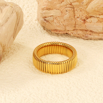 7mm Stainless Steel Gold Color Ring asonjewelry