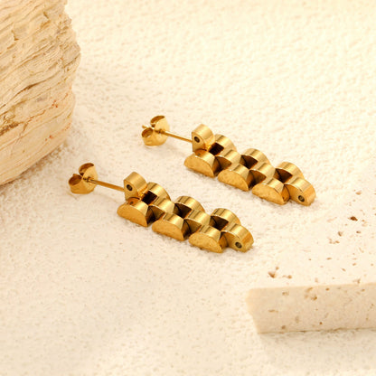 8*26.3mm 4-section bracelet stud earrings gold color asonjewelry