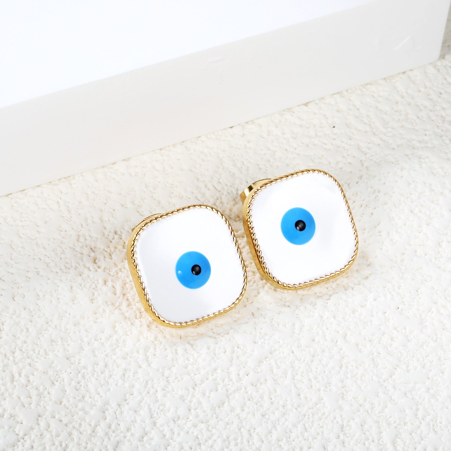 Lace Square with Multi-color Eyelets Multi-color Bottom Oil Drop Earrings 16.5*16.5mm asonjewelry