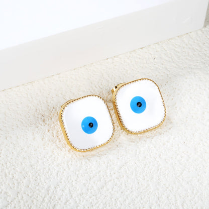 Lace Square with Multi-color Eyelets Multi-color Bottom Oil Drop Earrings 16.5*16.5mm asonjewelry