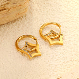 12.2x12.4mm five-pointed star white diamond earrings, gold