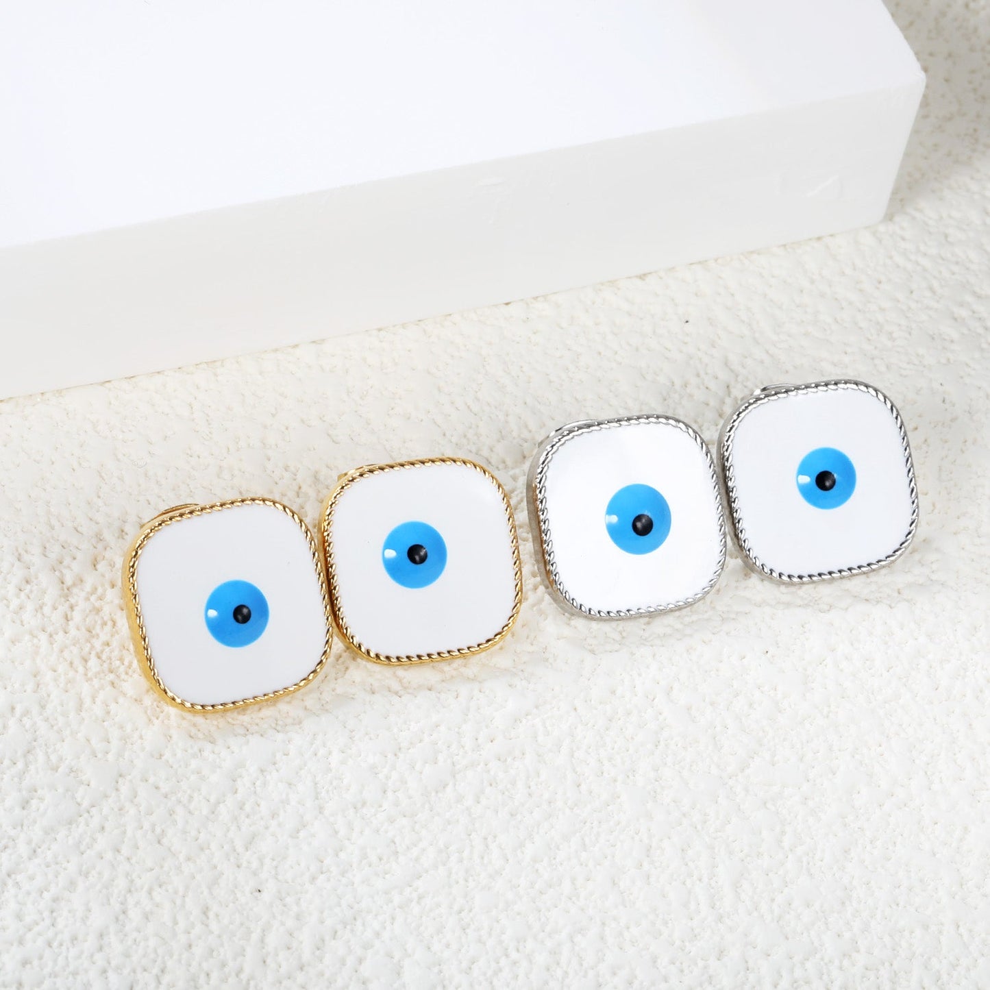 Lace Square with Multi-color Eyelets Multi-color Bottom Oil Drop Earrings 16.5*16.5mm asonjewelry