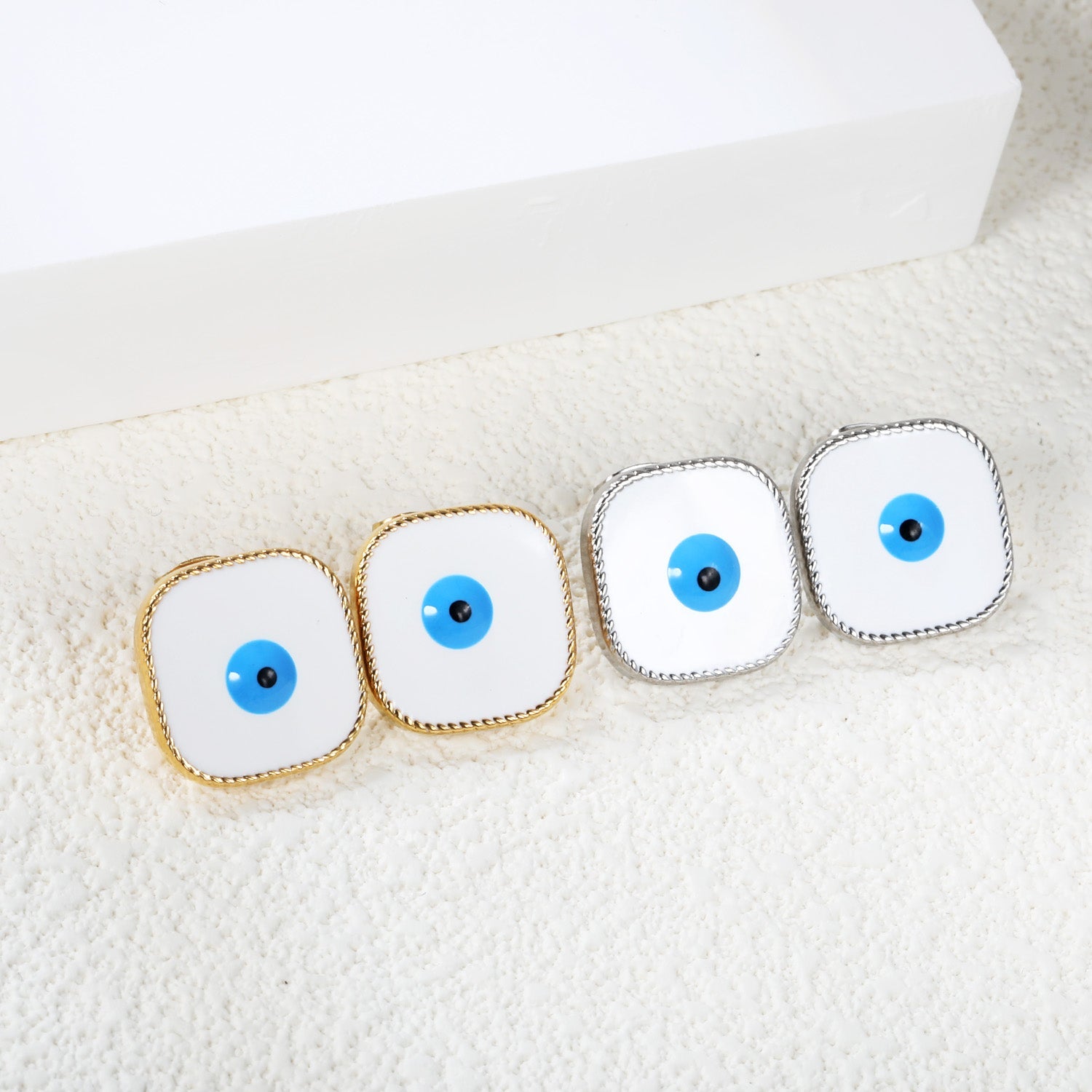 Lace Square with Multi-color Eyelets Multi-color Bottom Oil Drop Earrings 16.5*16.5mm asonjewelry