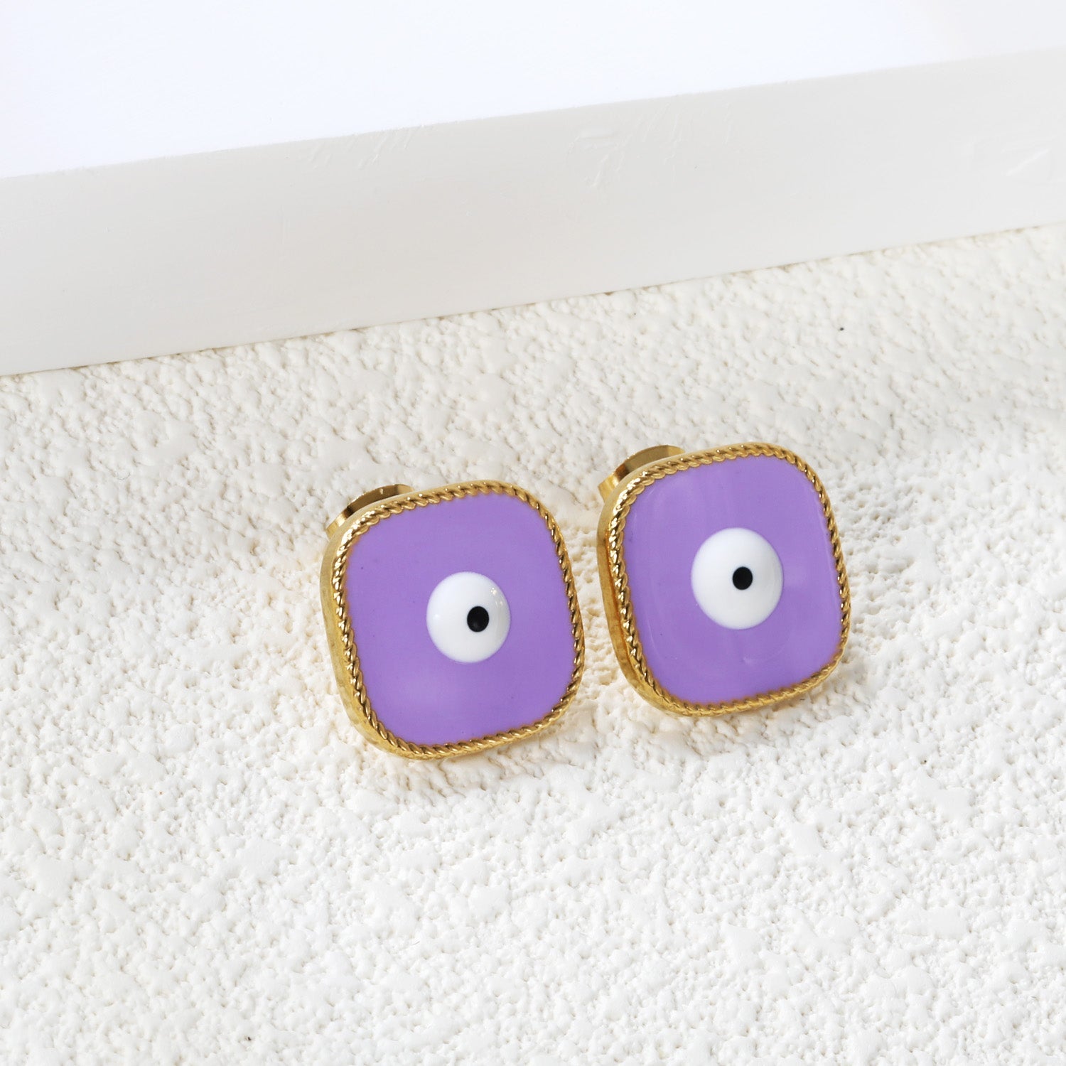 Lace Square with Multi-color Eyelets Multi-color Bottom Oil Drop Earrings 16.5*16.5mm asonjewelry