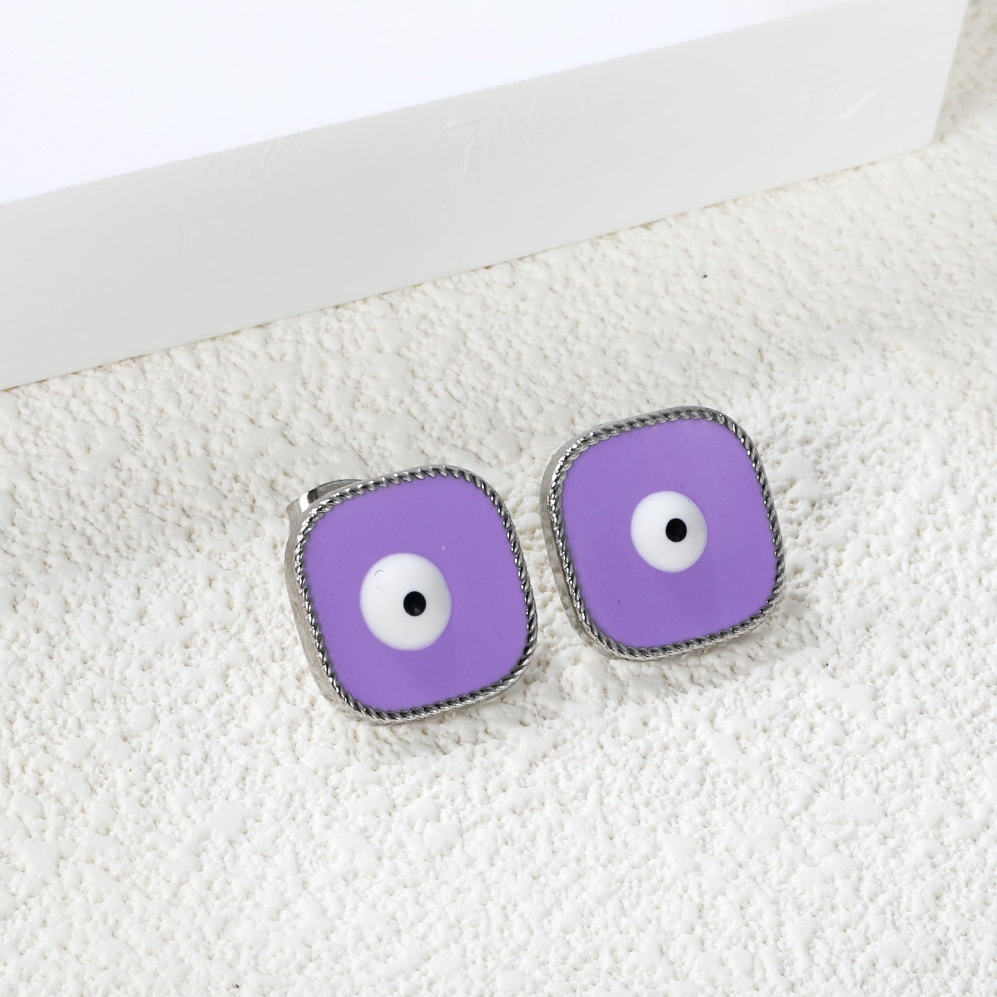 Lace Square with Multi-color Eyelets Multi-color Bottom Oil Drop Earrings 16.5*16.5mm asonjewelry