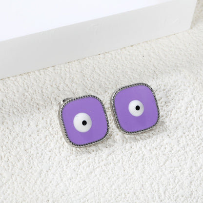 Lace Square with Multi-color Eyelets Multi-color Bottom Oil Drop Earrings 16.5*16.5mm asonjewelry