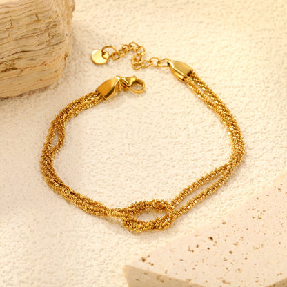 2.3mm Double Clasp Cauliflower Chain 18+3cm+6mm Round Plaque Double Chain Bracelet Gold Color asonjewelry